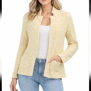AnneClaire Italian yellow  stretchy tweed Blazer jacket  size medium